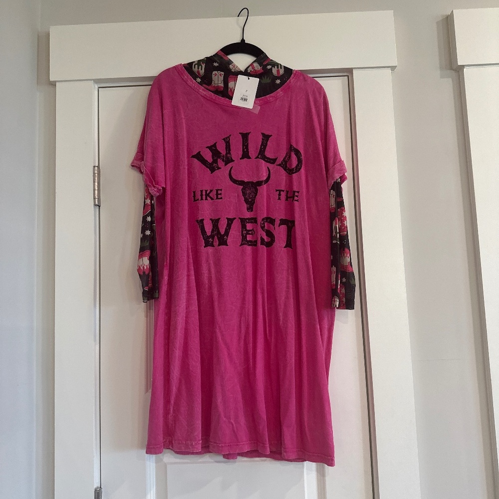 Western style dress skirt with mesh long sleeve top